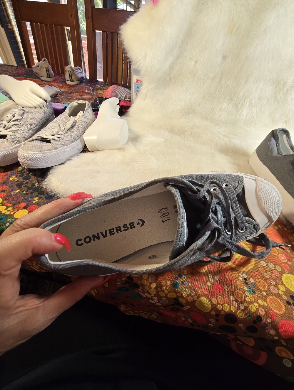 Converse Jack Purcell Unisex Gray Canvas Low-Top Sneakers with White Toe Cap - Picture 9 of 13